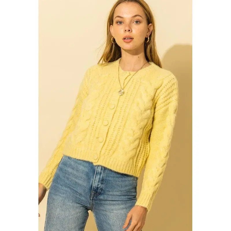 Cable Knit With Button Down Cardigan - LECCE