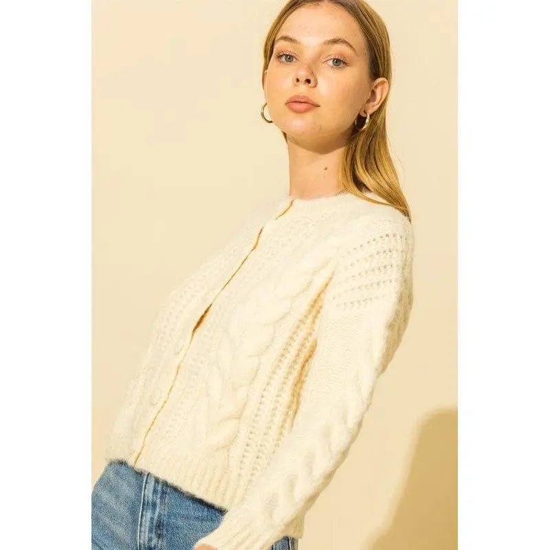 Cable Knit With Button Down Cardigan - LECCE