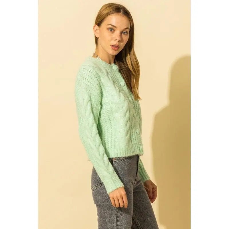 Cable Knit With Button Down Cardigan - LECCE