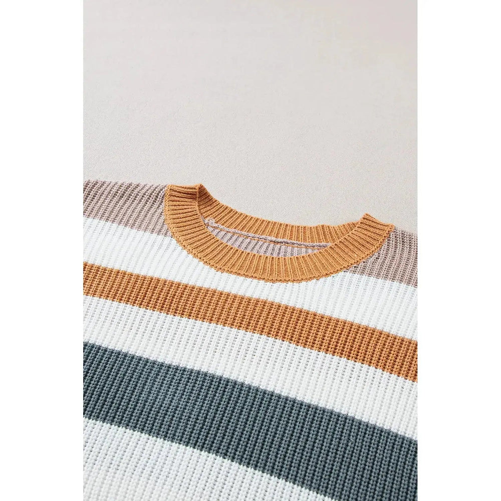 Camel Classic Round Neck Colorblock Knit Sweater - LECCE