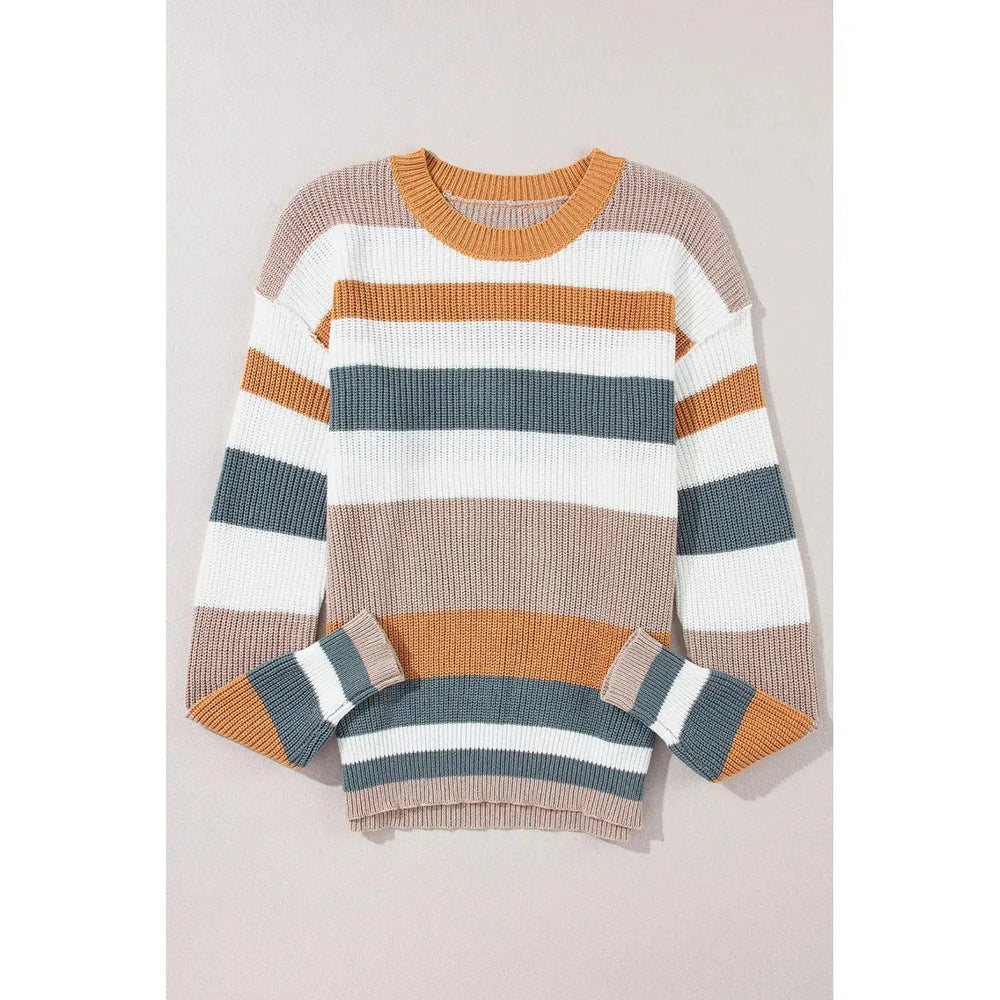Camel Classic Round Neck Colorblock Knit Sweater - LECCE