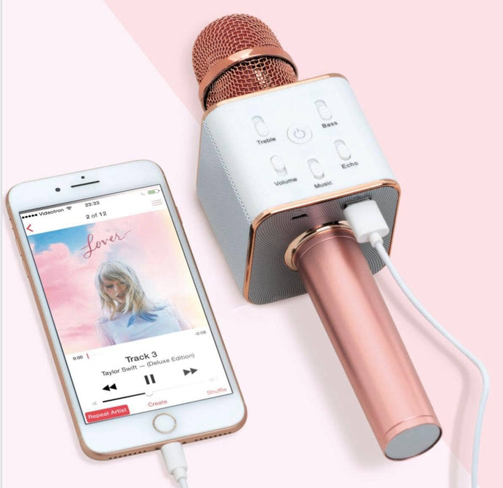 Karaoke Microphone with Power Bank Rose Gold