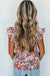 Rose Red Floral Square Neck Flutter Tank Top Dear lover