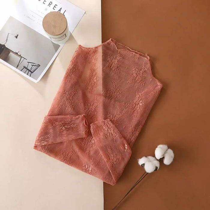 Floral Lace Sheer Mesh Layering Top