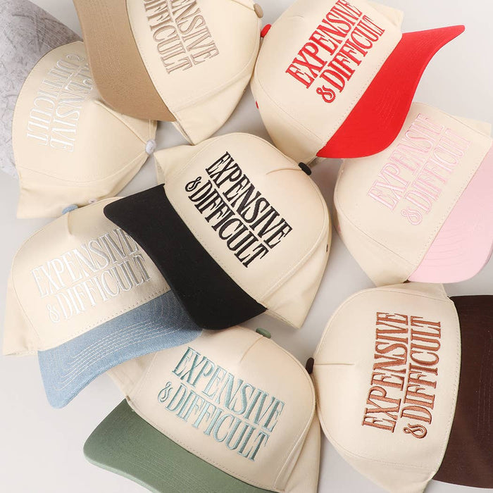 EXPENSIVE and DIFFICULT Embroidered Trucker Hat Fashion City