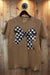 Checker Bow DTF Graphic T-Shirt in Espresso - LECCE