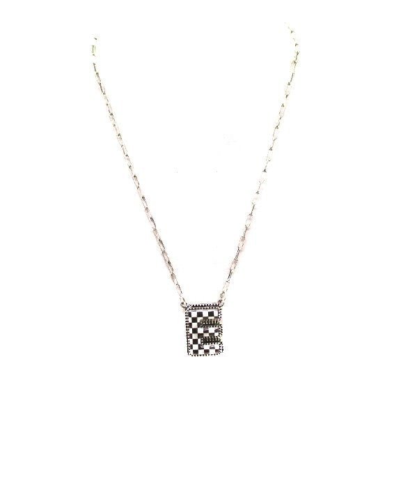 Checkered Bubble Initial Necklace - LECCE
