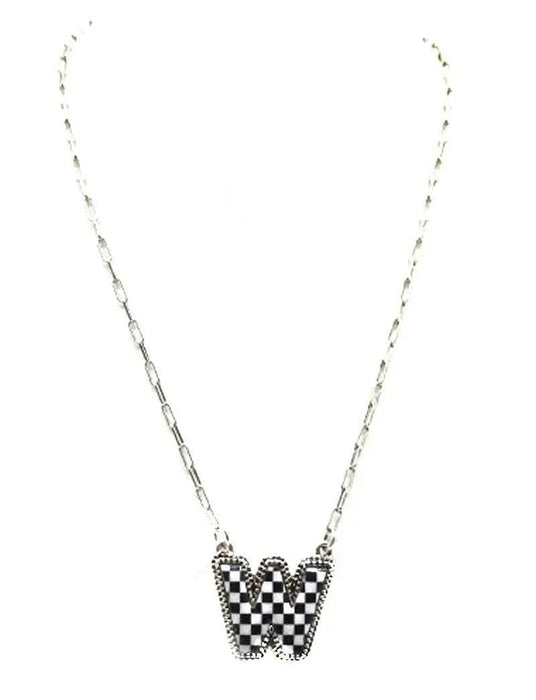Checkered Bubble Initial Necklace - LECCE