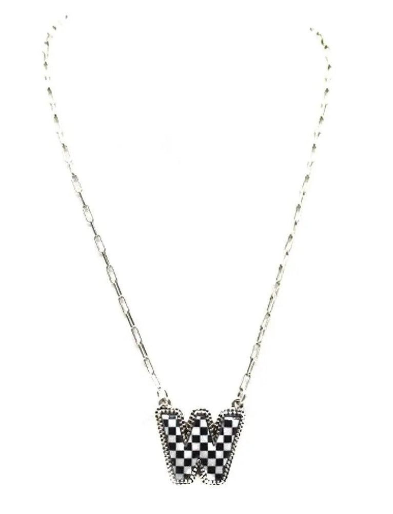 Checkered Bubble Initial Necklace - LECCE