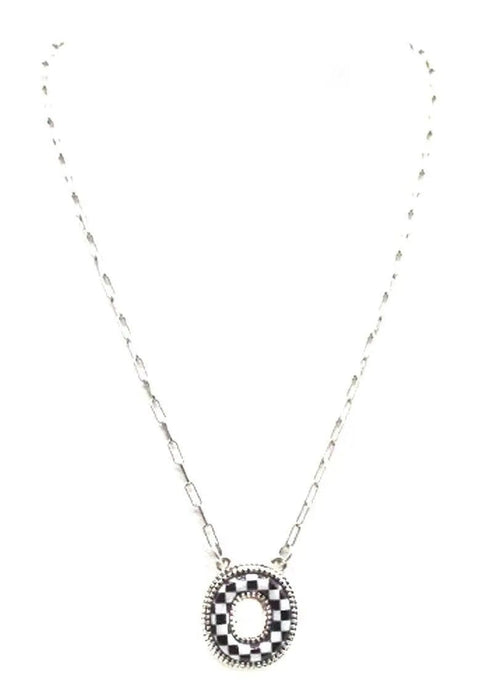 Checkered Bubble Initial Necklace - LECCE
