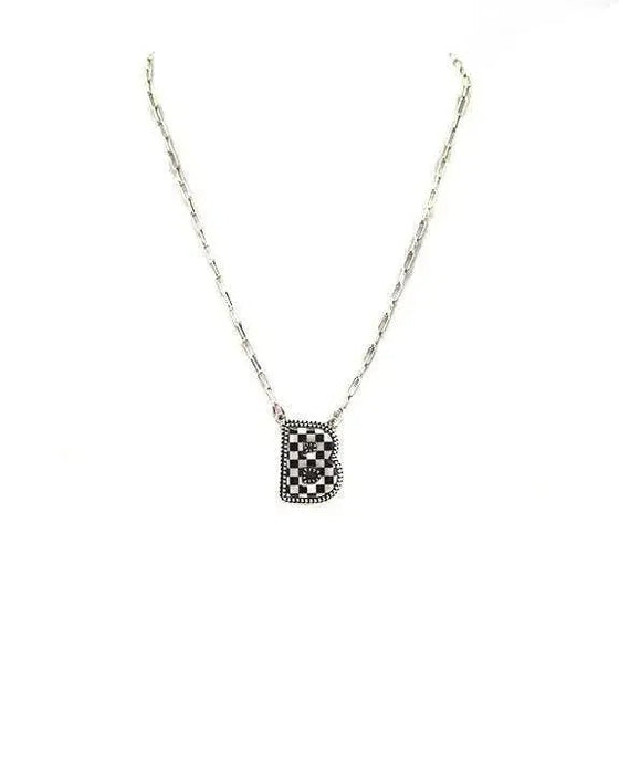 Checkered Bubble Initial Necklace - LECCE