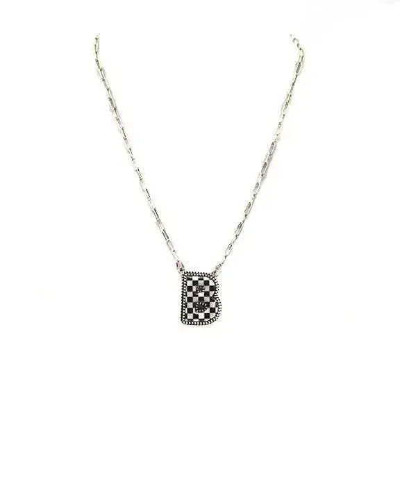 Checkered Bubble Initial Necklace - LECCE
