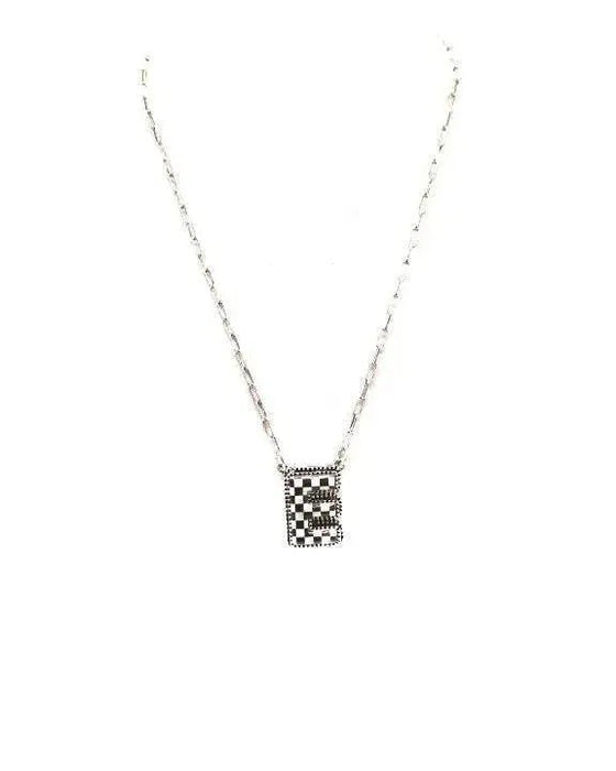 Checkered Bubble Initial Necklace - LECCE
