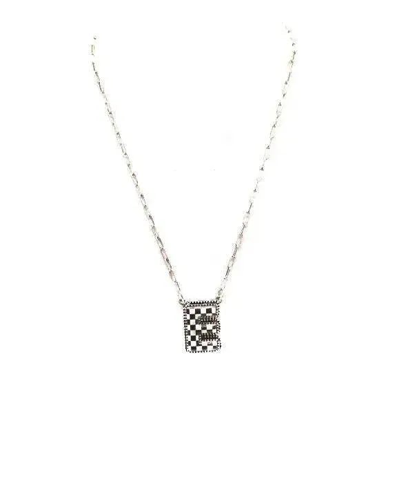Checkered Bubble Initial Necklace - LECCE