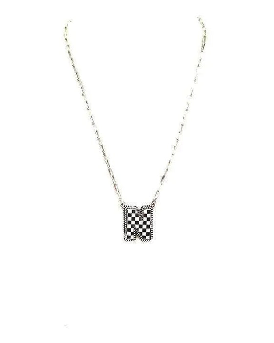 Checkered Bubble Initial Necklace - LECCE