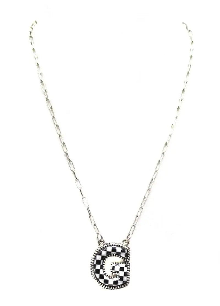 Checkered Bubble Initial Necklace - LECCE