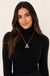 Model wearing Checkered Bubble Initial Necklace with letter A