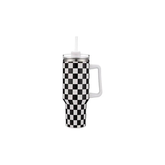 Checkered Decorative Printed 40 oz Tumbler Cup - LECCE