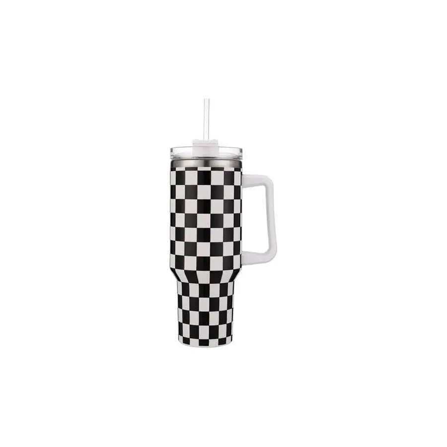 Checkered Decorative Printed 40 oz Tumbler Cup