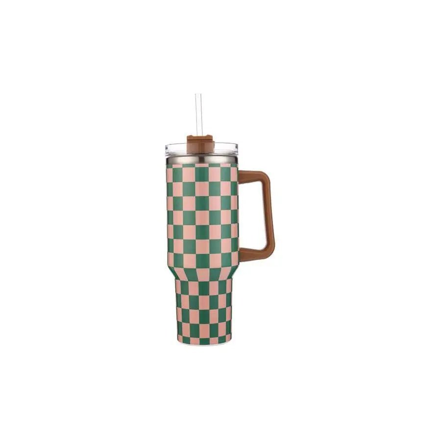 Checkered Decorative Printed 40 oz Tumbler Cup