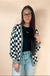 Checkered Drop Shoulder Cardigan - LECCE
