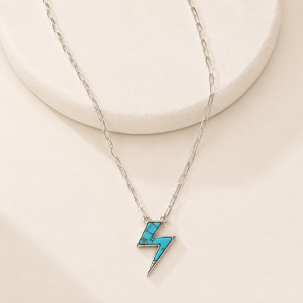 Checkered Lightning Bolt Necklace