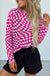 Checkered Mesh Mock Neck Long Sleeve Top - LECCE