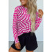 Checkered Mesh Mock Neck Long Sleeve Top - LECCE