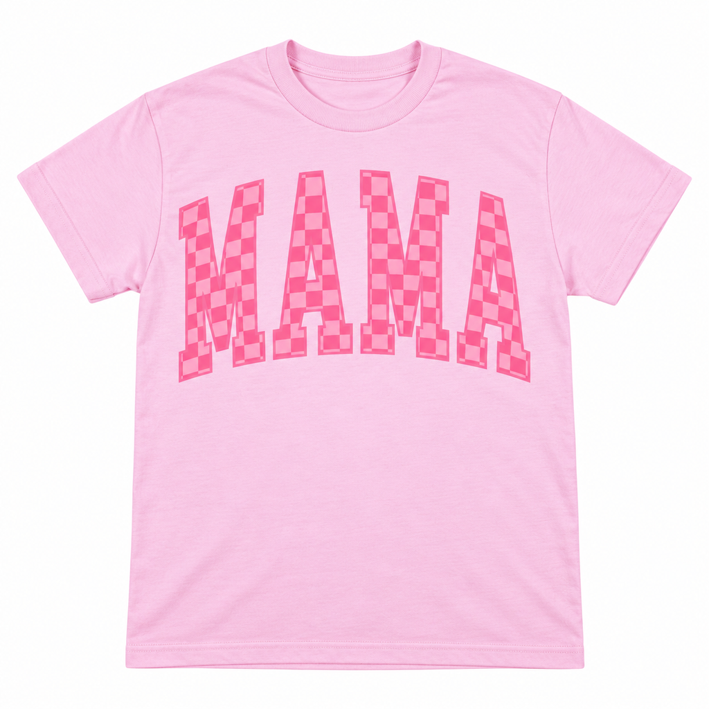Checkered Pink Mama t-shirt