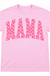 Checkered Pink Mama t-shirt on white background