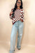 Checkered Print Round Neck Sweater - LECCE