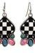 Checkered Print Spade Turquoise Earrings - LECCE
