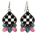 Checkered Print Spade Turquoise Earrings - LECCE