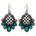 Checkered Print Western Teardrop Flower Earrings - LECCE
