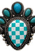 Checkered Print Western Teardrop Flower Stretch Ring - LECCE