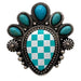 Checkered Print Western Teardrop Flower Stretch Ring - LECCE
