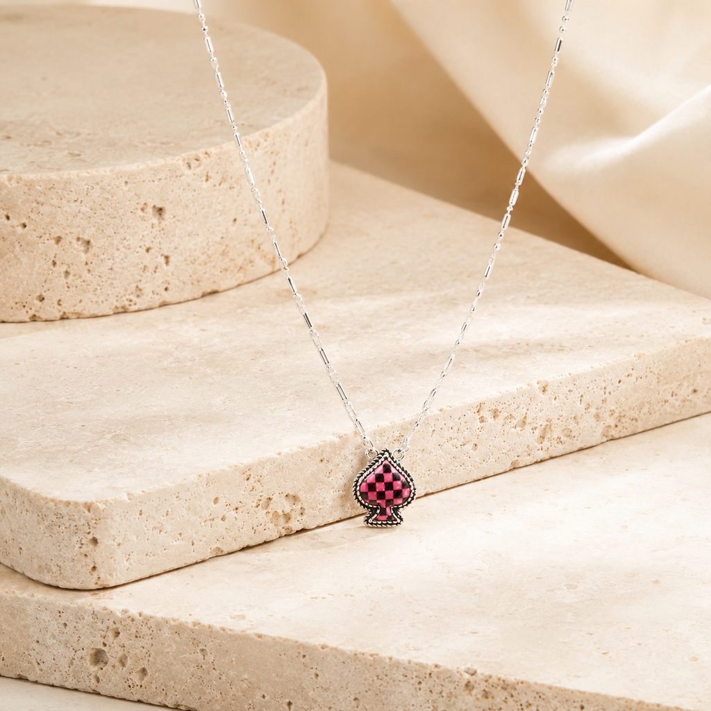 Checkered Spade Necklace