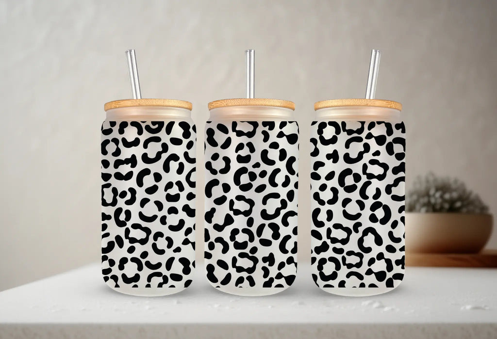 Cheetah Print | 20 oz Glass Tumbler with Bamboo Lid & Straw
