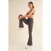 Chocolate High Waist Crossover Flare Leggings - LECCE