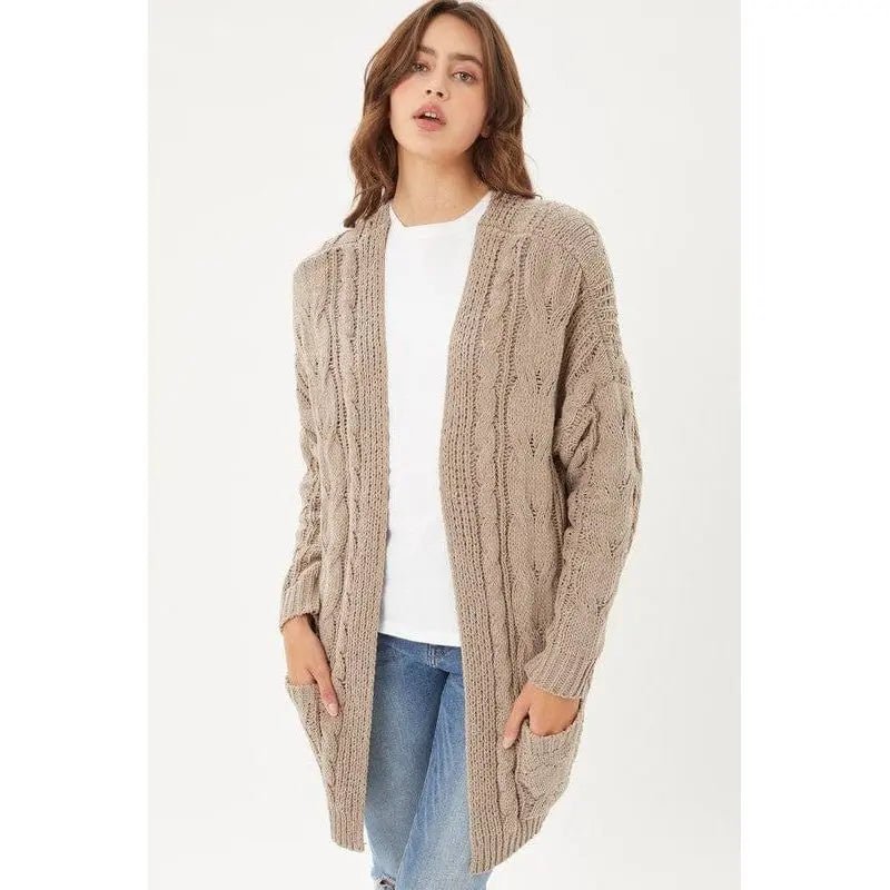 Chunky Cable Knit Cardigan - LECCE