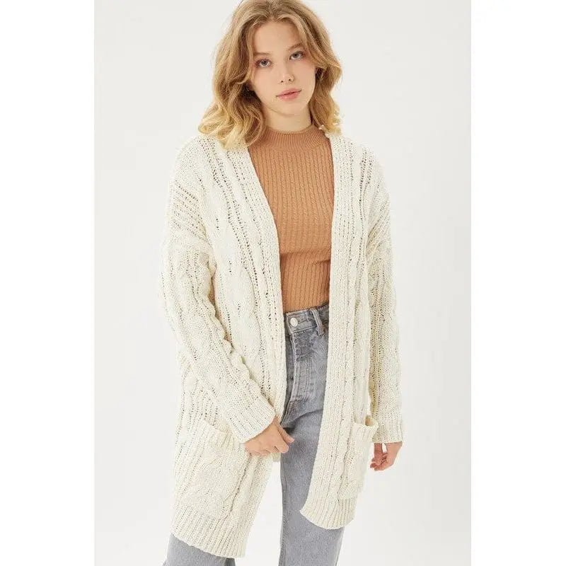 Chunky Cable Knit Cardigan - LECCE