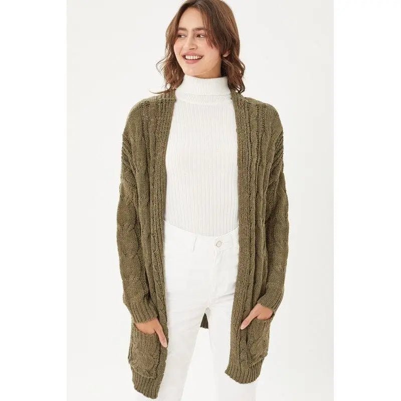 Chunky Cable Knit Cardigan - LECCE