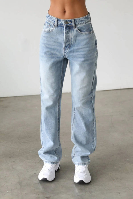 Classic High Rise Straight Leg Denim Jeans - LECCE