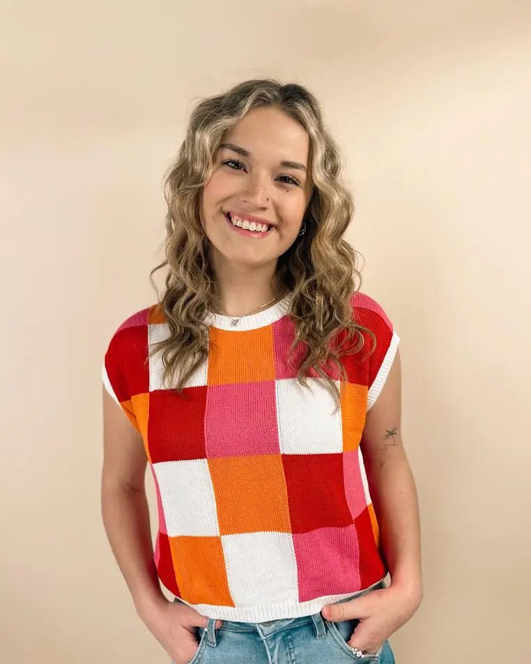 Color Block Cap Sleeve Sweater - LECCE