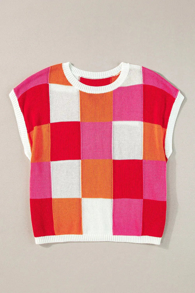 Color Block Cap Sleeve Sweater - LECCE