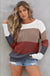 Color Block Knitted O - neck Pullover Sweater - LECCE