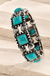 Concho Square Gemstone Navajo Pearl Bracelet on cream stone background