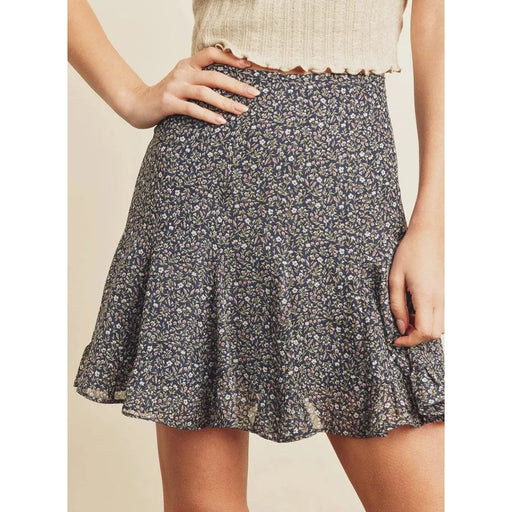Ditsy floral mini ruffled skirt