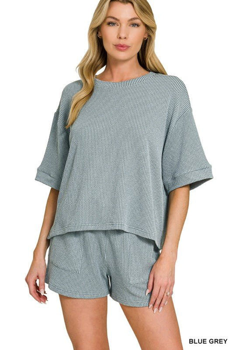 Corded Rib Short Sleeve Tee & Short Pants Set - LECCE
