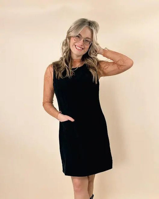 Corduroy Sleeveless Mini Dress With Patched Pockets - LECCE